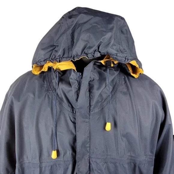 AQUASCUTUM Windbreaker Jacket Hoodie Zip Up Drawstring Waist Sz L Blue & Yellow - Picture 6 of 12